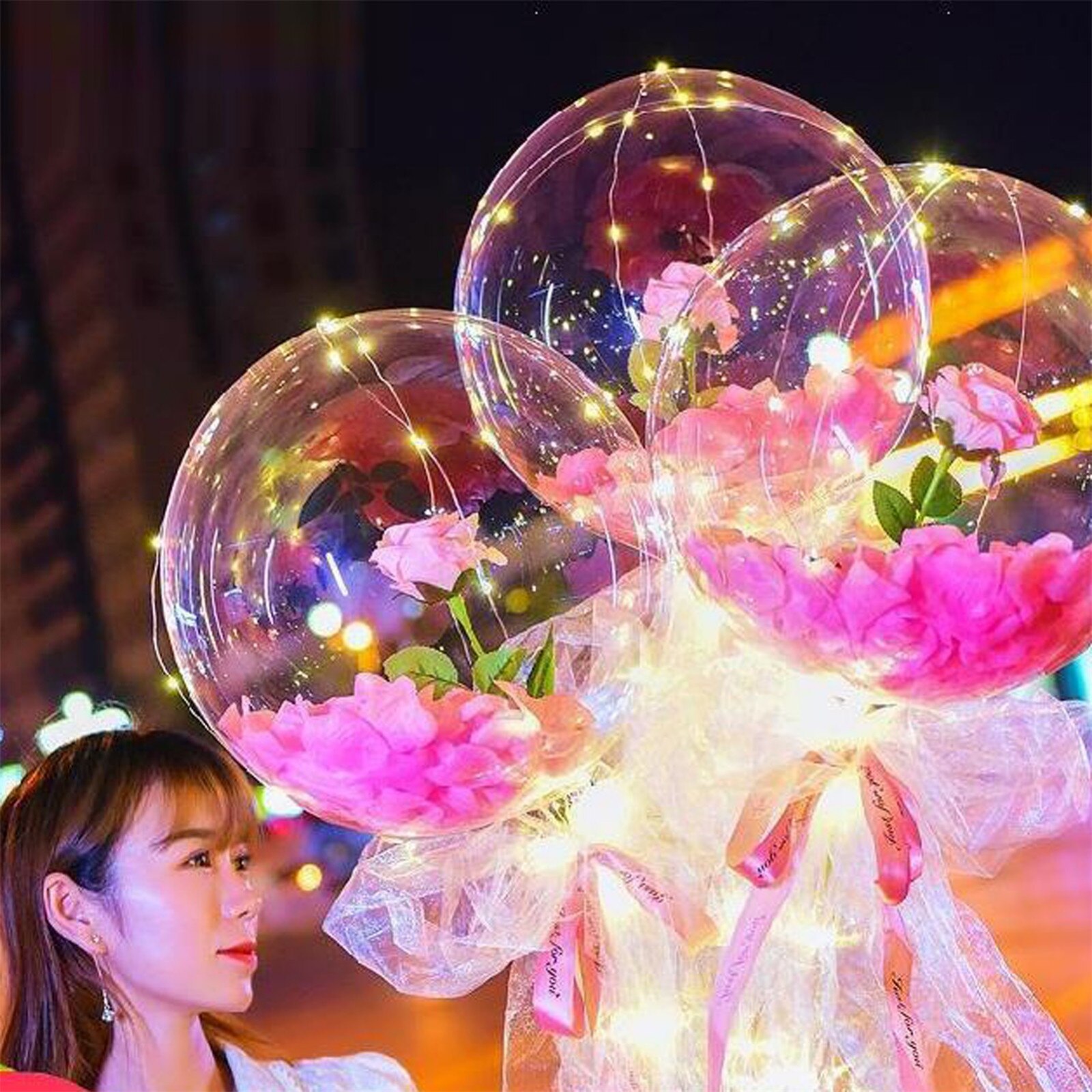 Rose Bouquet Led Luminous Balloon-rose Bouquet Diy Innovative Product Christmas Valentine's Day Led Ballons#t2