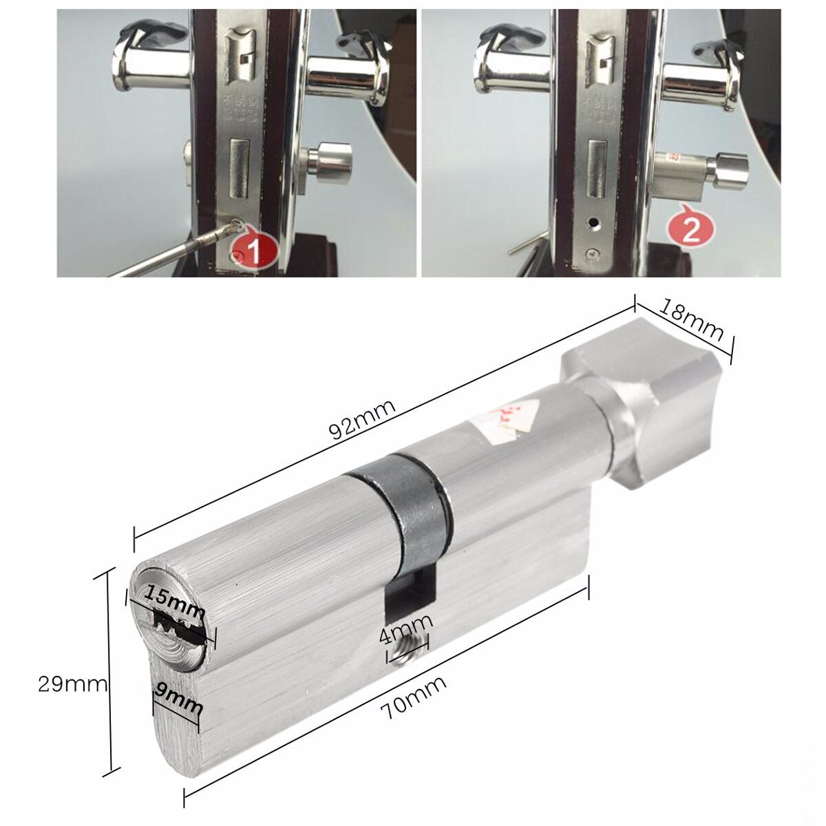 Security 70mm 90mm Door Lock Brass Cylinder Single Open Knobs Eccentric Entrance Bedroom Cylinder Copper