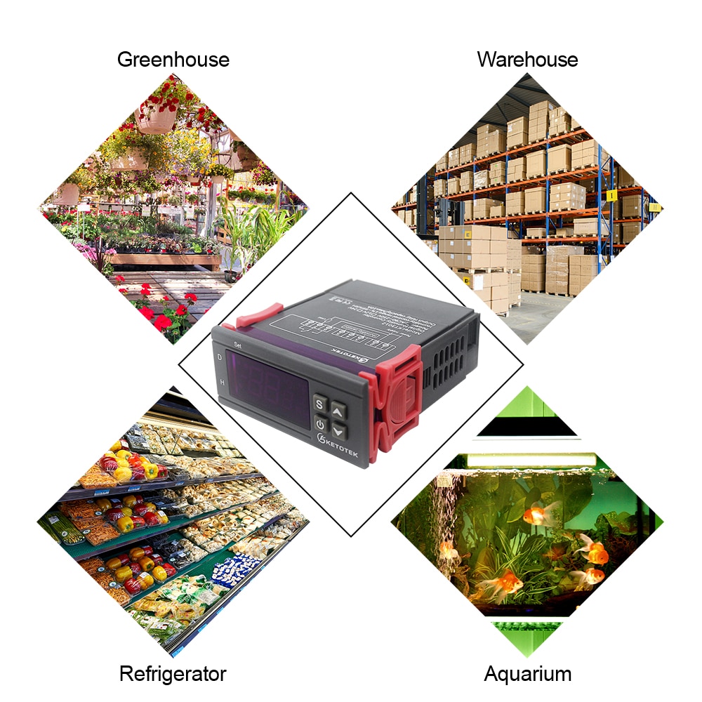 1% ~ 99%RH Digital Humidity Controller Red Led Display 220V 12V 10A Hygrometer With Humidity Sensor PU Delay Protection Function