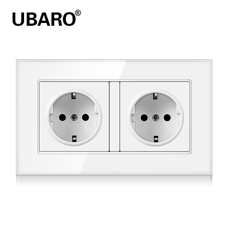 Ubaro 146*86 duitse standaard kristal gehard glas tomada priz stekkerdoos stopcontact stopcontact  ac100-250v: Ds-146-w2