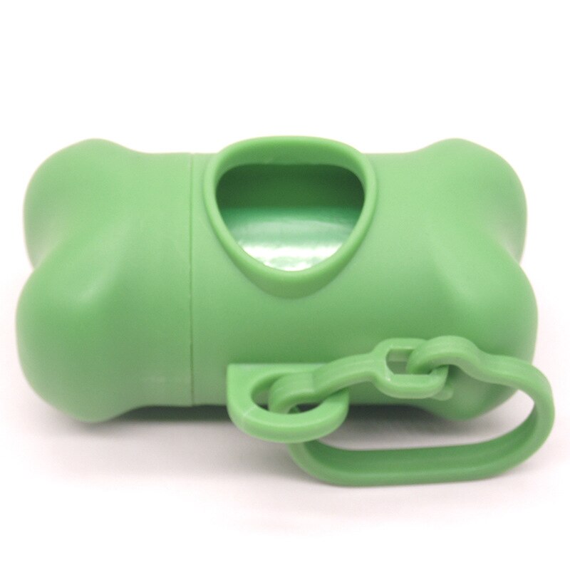Pet Dog Poop Bag Dispenser Waste Garbage Holder Dispensers Poop Bags Set Bone Pets Cat Dogs Trash Cleaning Supplies Dog Toy: green