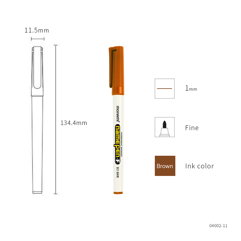 Monami-rotuladores permanentes con punta F de 1mm, marcador de Color para tela, plástico, vidrio, firma, Namepen, artesanal, delineador de dibujo, escuela, A6582: Brown color