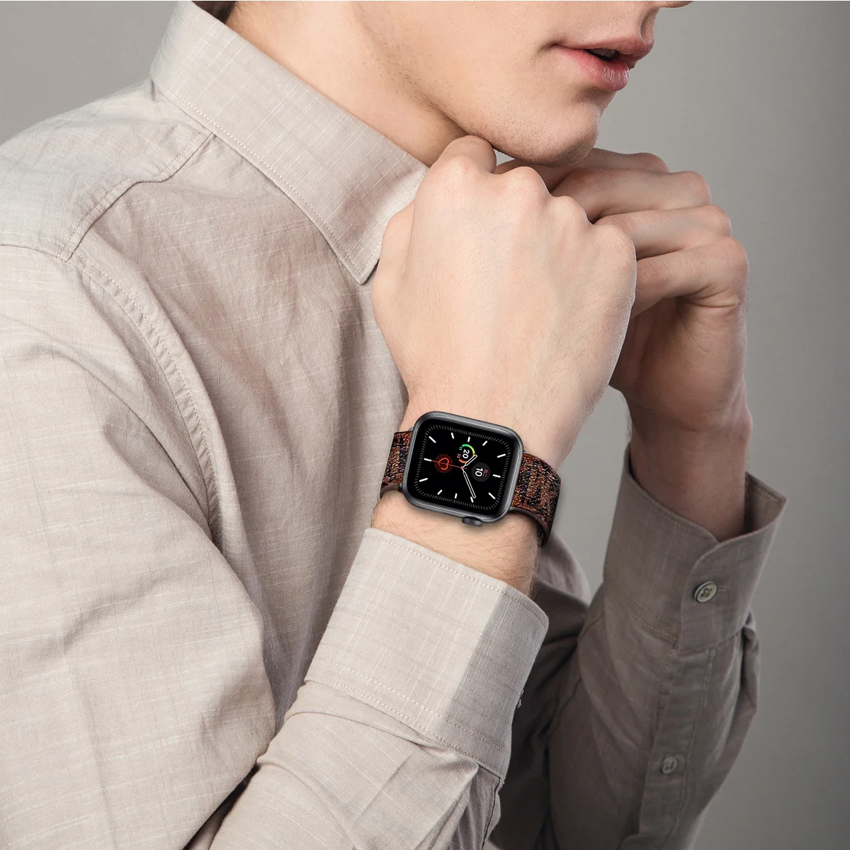 Luksusurremme kompatibel med apple watch band 38mm 40mm 41mm 42mm 44mm 45mm,  retro læderrem classic ban