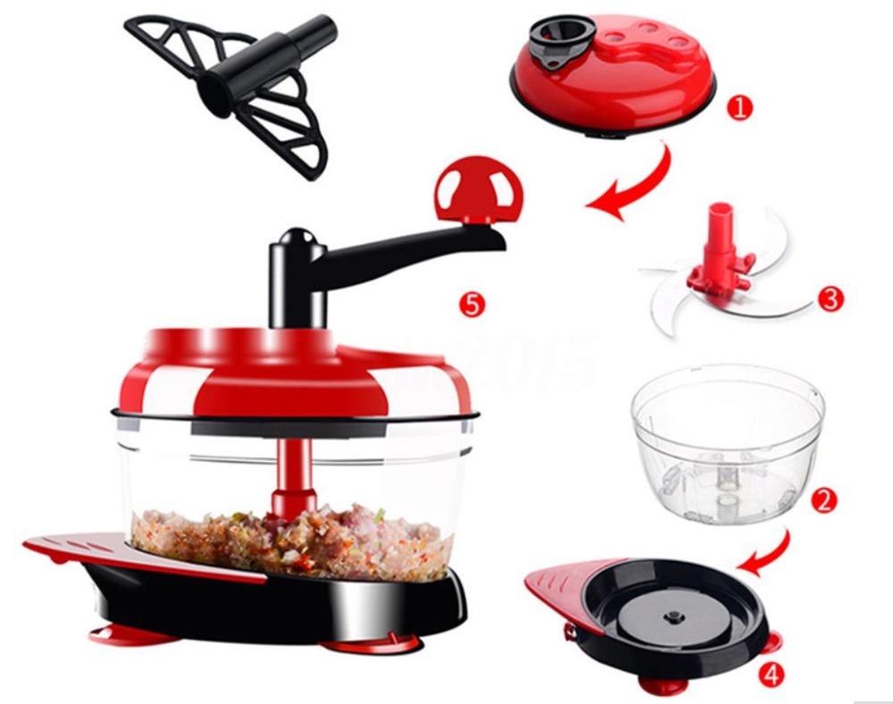 2000ml Meat Slicer Machine Kitchen Manual Food Processor Egg Mixer Fruit Vegetable Nut Meat Chopper with 3 Gears Kitchenware