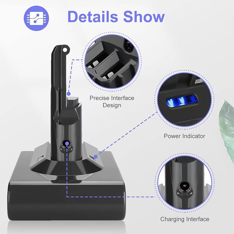 Dyson V8 21.6V 98000Mah Vervangende Batterij Voor Dyson V8 Absolute Cord-Gratis Vacuüm Handheld Stofzuiger Dyson v8 Batterij