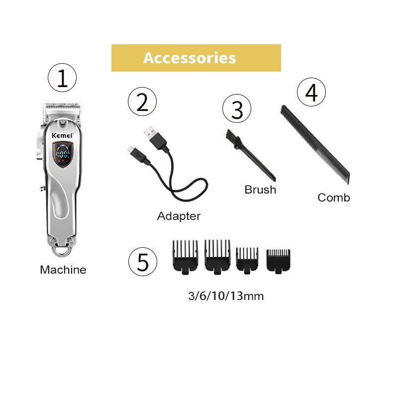 Kemei Dog Hair Trimmer Rechargable Cordless Hair Cutter LCD Display for Pet/Dog Cat Hair Clipper