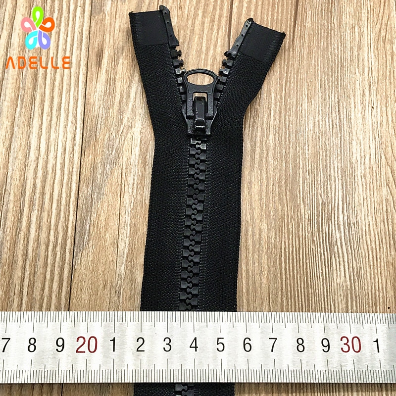 2 pieces NO.8 Plastic resin Zipper 100-600cm Black color/Open end/Double slider/Chunk teeth long zip for bag tent