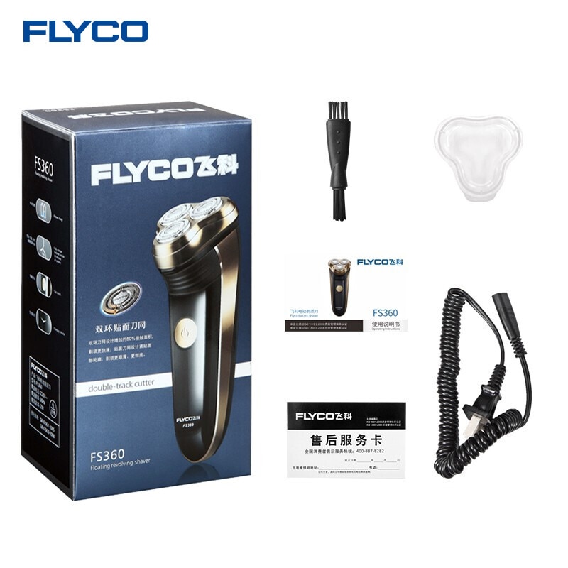 Flyco FS360 100% Originele Electrict Scheerapparaat Oplaadbare Baard Trimmer Met 3D Dubbelsporige Scheerhoofden Voor Mannen