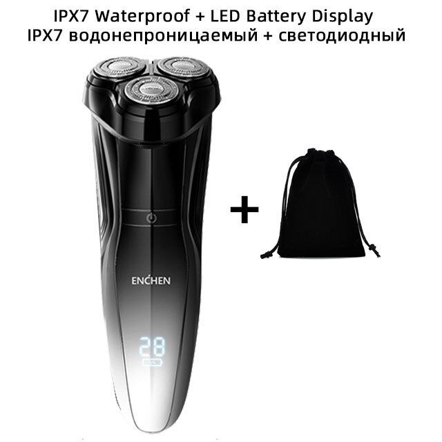 Rasoir électrique Enchen rasoir homme 3 lames lavable type-c tondeuse à barbe Rechargeable machine de découpe rasoir électrique Portable: Gentleman 5S  set1
