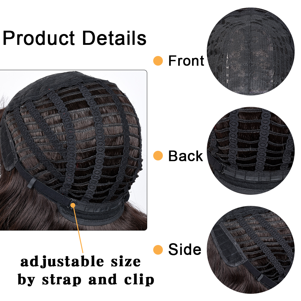 Pelucas rubias de pelo corto para mujeres negras, Afro, rizado, flequillo, Cosplay, Lolita, sintético, Marrón Natural, mezclado