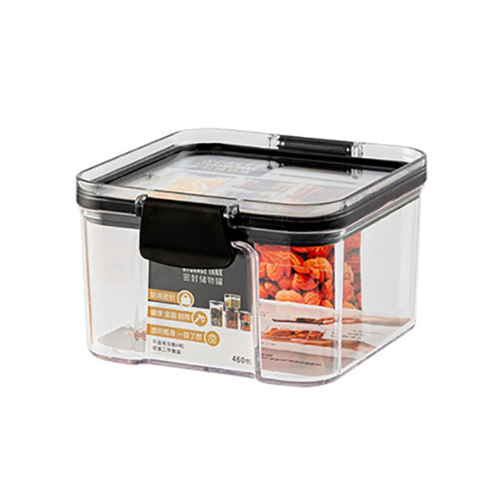 Storage Box Square Transparent Sealed Fresh Box Home Sealed Moisture-Proof Transparent Cereal Food Pasta Storage Box #YL5: A