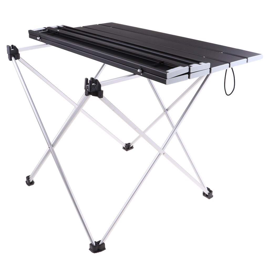 Udendørs aluminium sammenklappeligt picnic campingbord med praktisk taske: Sort 56.5 x 40.5 x 41c
