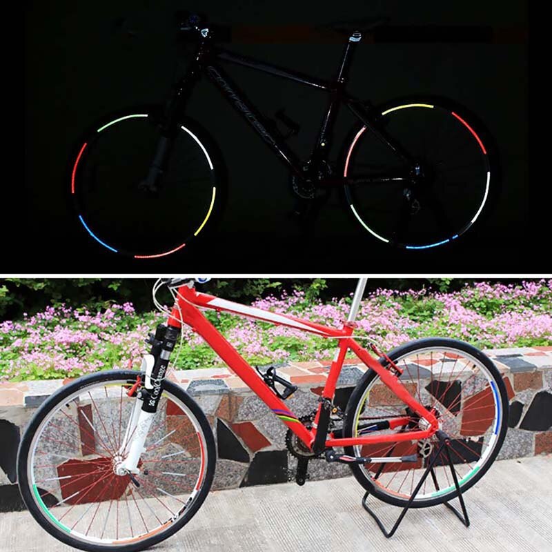 Pegatina reflectante para neumáticos de bicicleta pegatinas para llantas de rueda llanta de bicicleta, reflectantes fluorescentes, accesorios para ciclismo de montaña