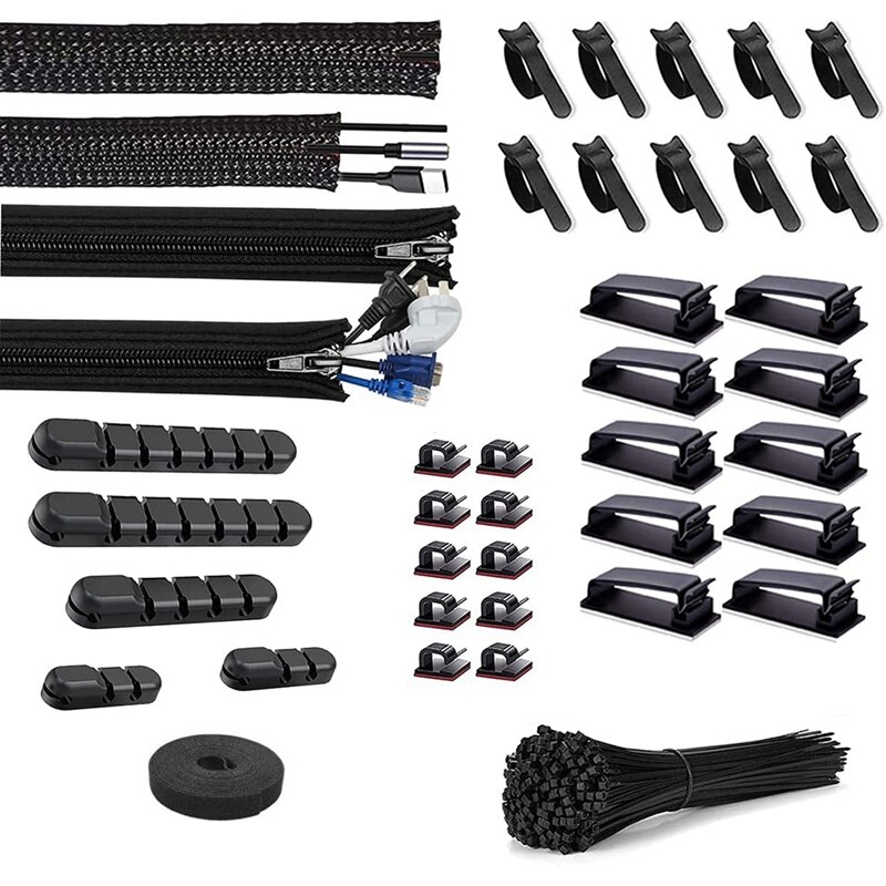 140 Pcs Cable Manager Kit Desktop Data Cable Protection Kit Advanced Wire Management Kit Office And Home Wire Fixer: Default Title