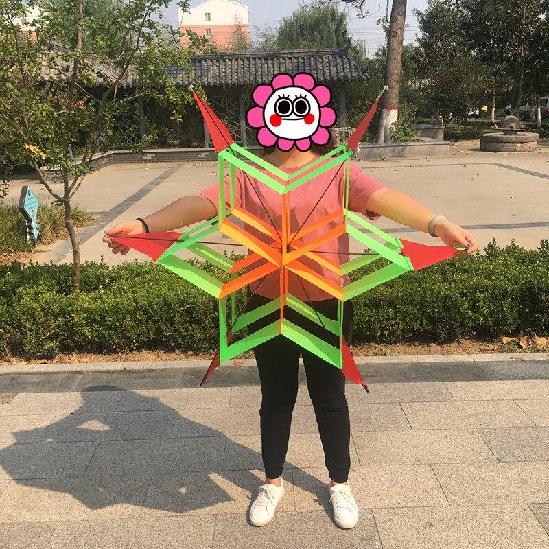 100m3D Colorful Hexagon Plum Flower Kite FRP Single Line Flying Kite