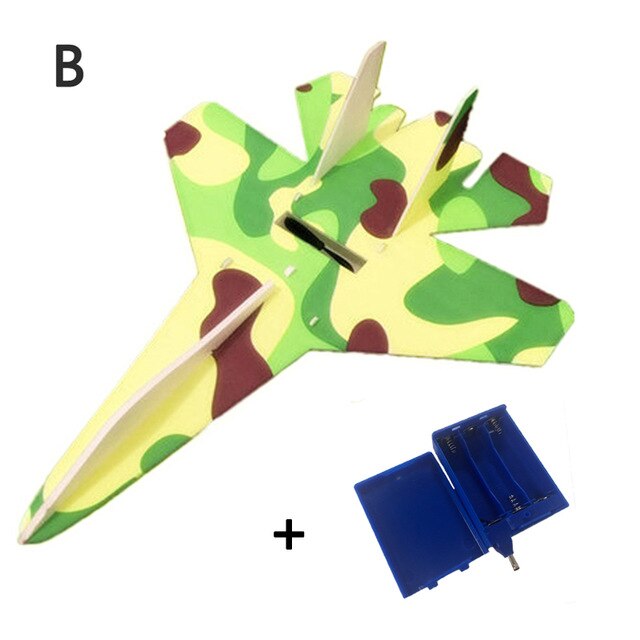 Diy Gemonteerd Vliegtuigen Speelgoed Voor Kinderen Jongens Foam Vliegtuigen Hand Gooien Zweefvliegtuig Vliegtuig Met Rubber Touw Kinderen Buiten Spel: B-Green