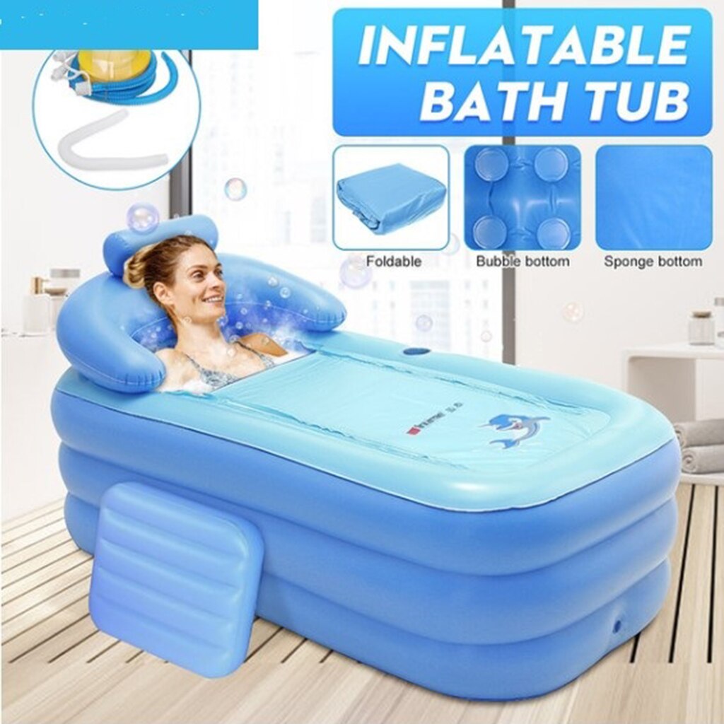 Baignoire gonflable en PVC Durable, avec accoudoir, 160x84x64cm