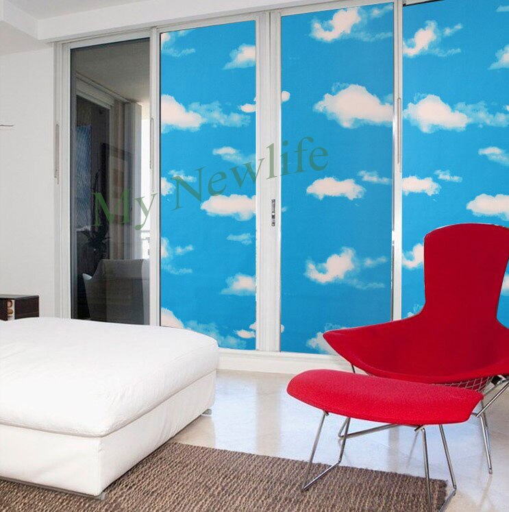 Cielo y nube vidrio esmerilado ventana película salón dormitorio baño Protección de Privacidad pegatinas autoadhesivas decoración del hogar 45/60*200cm