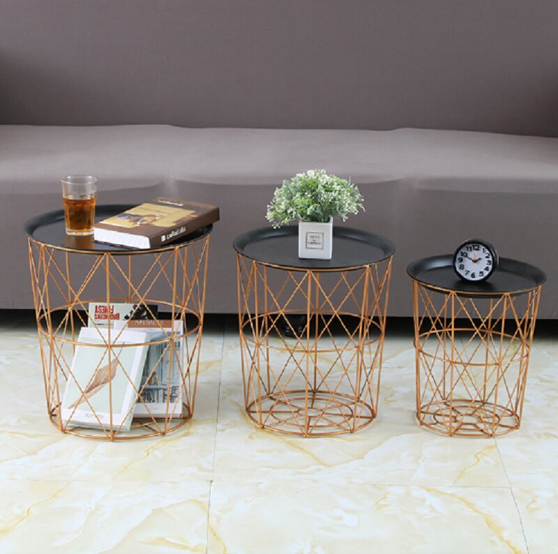 Metal Coffee Table Living Room Sofa Side Table Storage Basket Tea Table Desk Console Table Minimalist Furniture Tv Tray