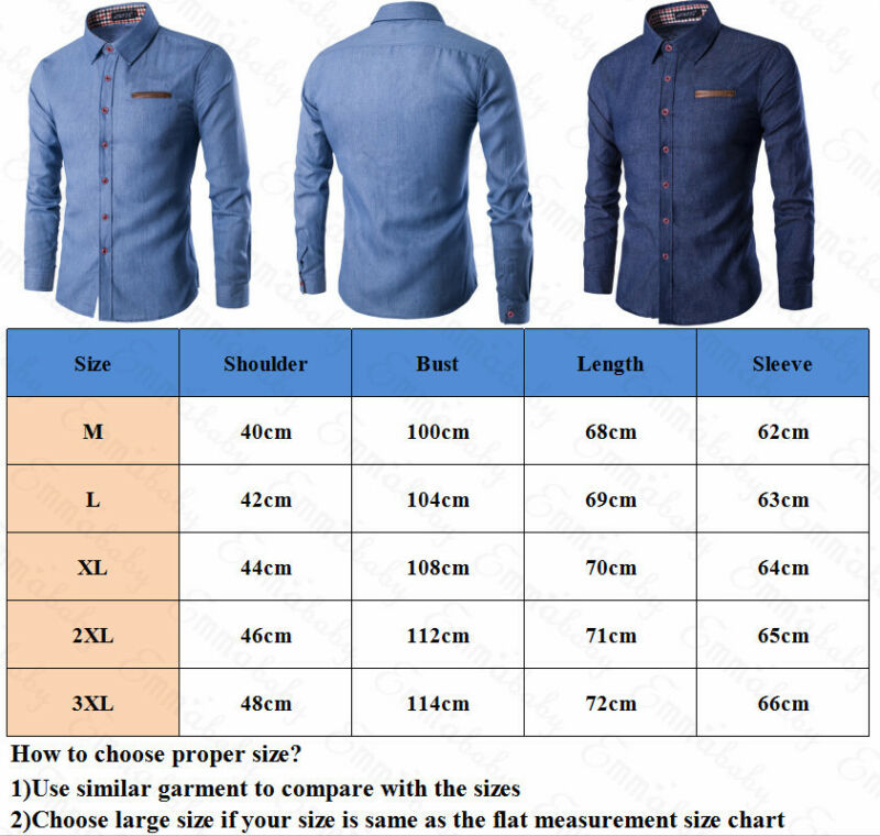 Märke män casual slim fit snygg tvätt denim långärmade jeansskjortor smart casual herrkläder m-xxxl