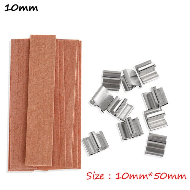 100pcs Wooden Wick Candle With Sustainer Tab Soy Wax Candle Wicks Core Diy Oil Lamps Candle Making Pick Supply Soy Parffin Wax: 10mmx50mm