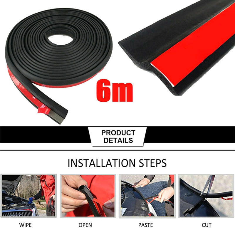 1/4/6M Car Door Sealing Strip 4Meter Z type Door Seal Car Door Weatherstrip Sound Auto Rubber Edging Trim Noise Insulation