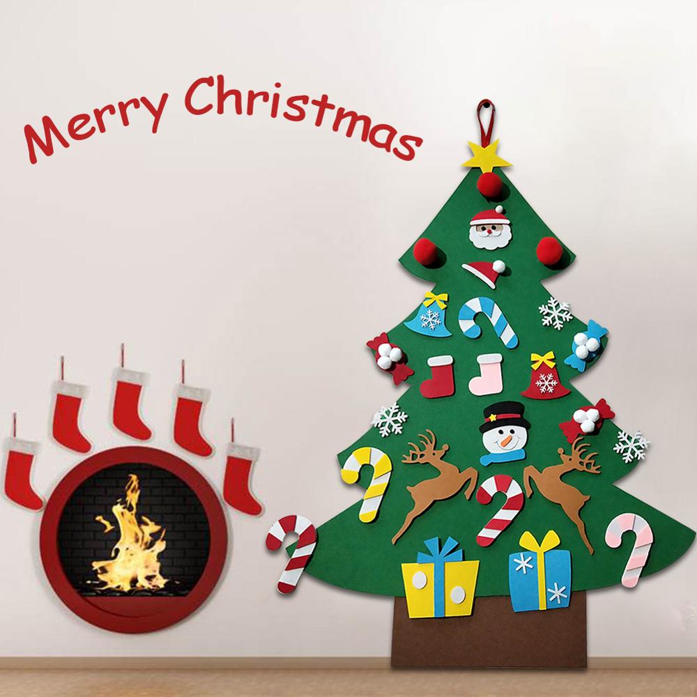 DIY Voelde Kerstboom Deur Muur Opknoping Kids Feestartikelen Kerstboom Set Ornament 98cm * 70cm