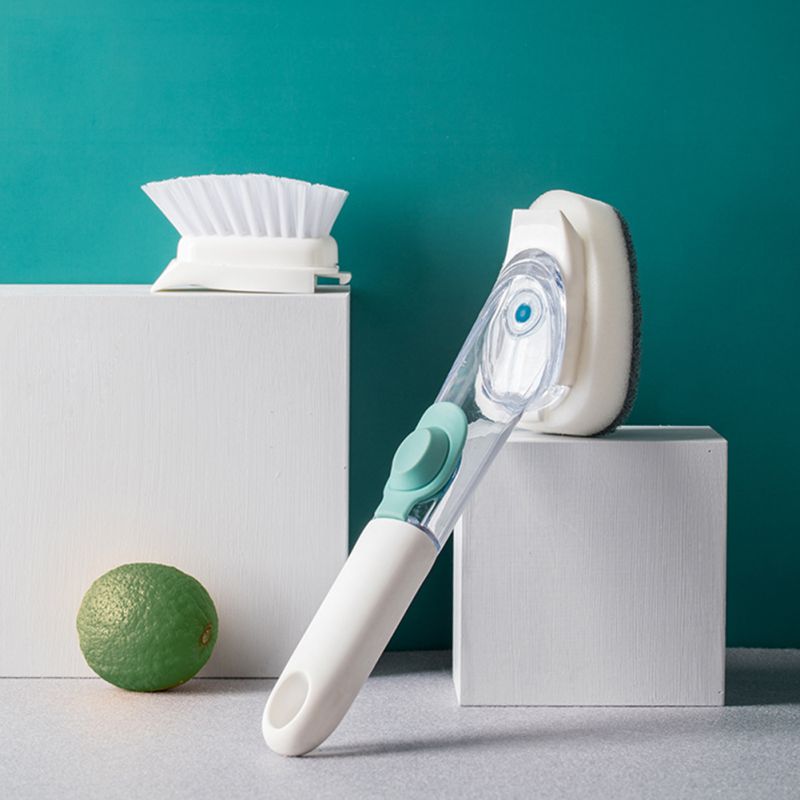 Dish Brush Kitchen Brush Pans Sink Cleaning With Soap Dispenser Pots Scrubber Kitchen Sink Brush With 3 Sponge Refill Home Tools