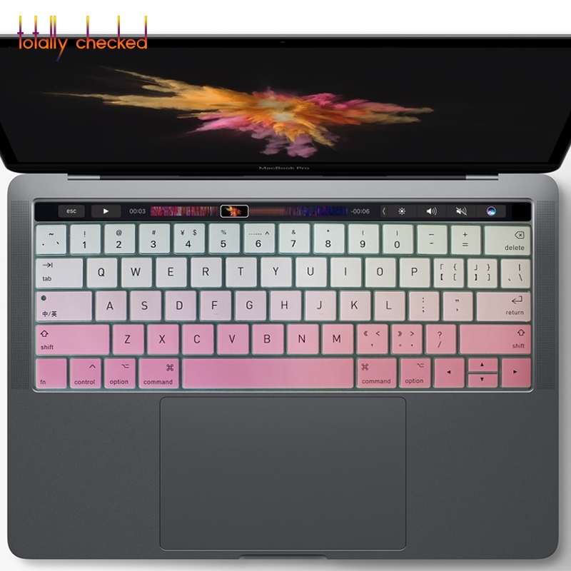 Pour Mac Macbook Pro 13 15 13.3 15.6 tactile Bar A1706 A1707 A1989 A1990 US anglais clavier couverture protecteur de peau: fadepink
