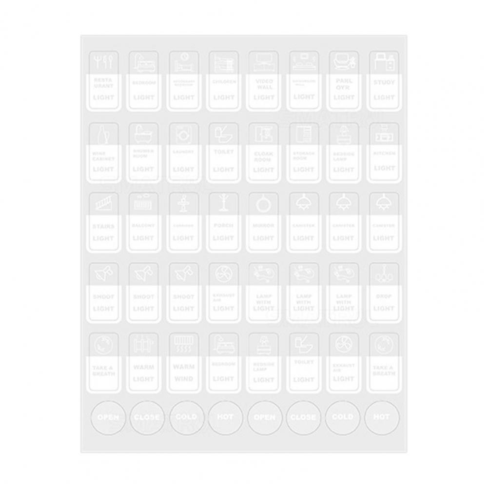 Nützliche Touch-Schalter lcon Aufkleber selbst klebend erkennen verschiedene Etiketten Schlafzimmer geräte Druckknopf Symbol Etiketten: WHITE