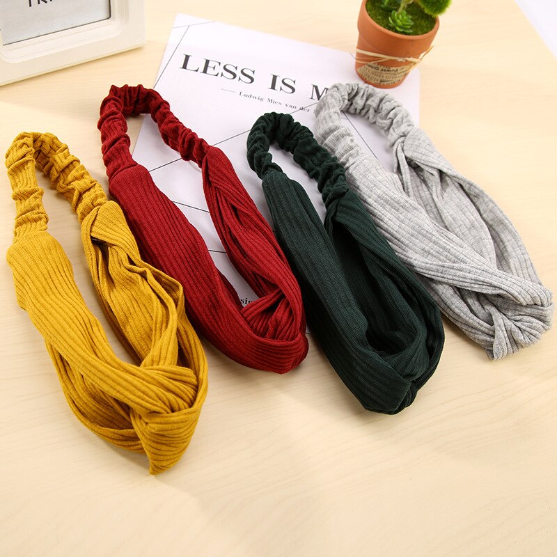 Bohemian Meisjes Haarband Haaraccessoires Cross Top Knoop Elastische Hoofdbanden Voor Vrouw Zachte Effen Kleur Twisted Geknoopt Hoofdband