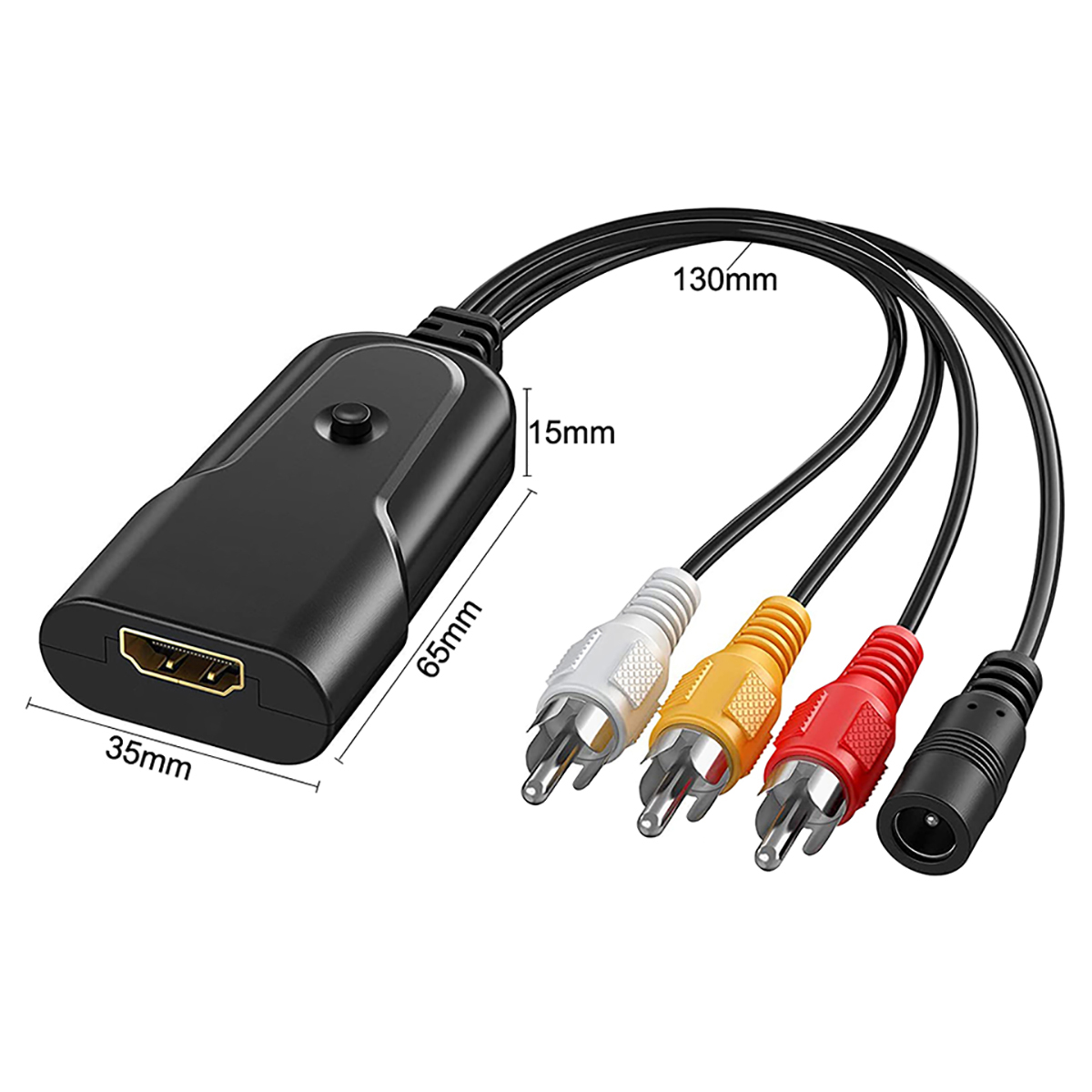 AV-zu-HDMI-Videokonverter, Mini-HDMI-Konverter, Mini-RCA, AV/CVSB L/R, 1080p-Video, HDMI2AV, unterstützt NTSC Kumpel