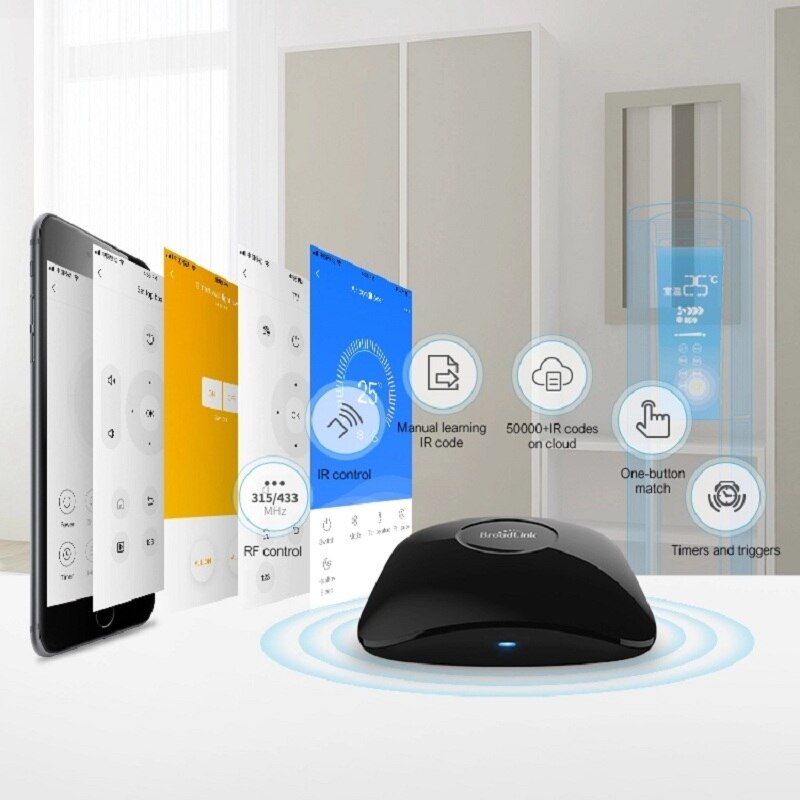 Mais novo broadlink rm4 pro ir rf wifi remoto universal inteligente automação residencial funciona com alexa e google casa