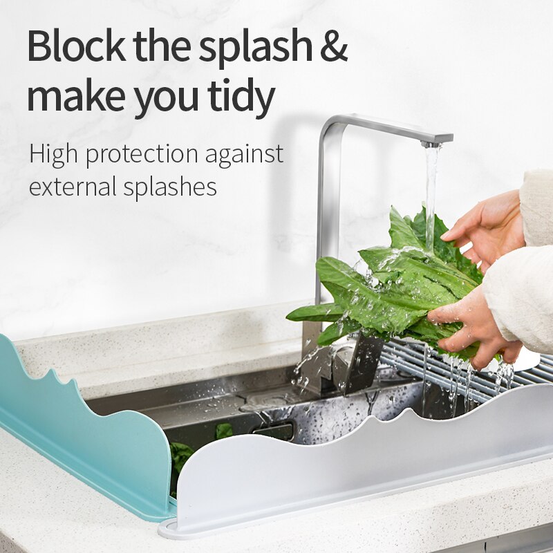 1PC Kitchen Sink Water Splash Guard Silica Gel Removable Waterproof Screen Used For Fruit Vegetable Washing Dishes Water Barrier
