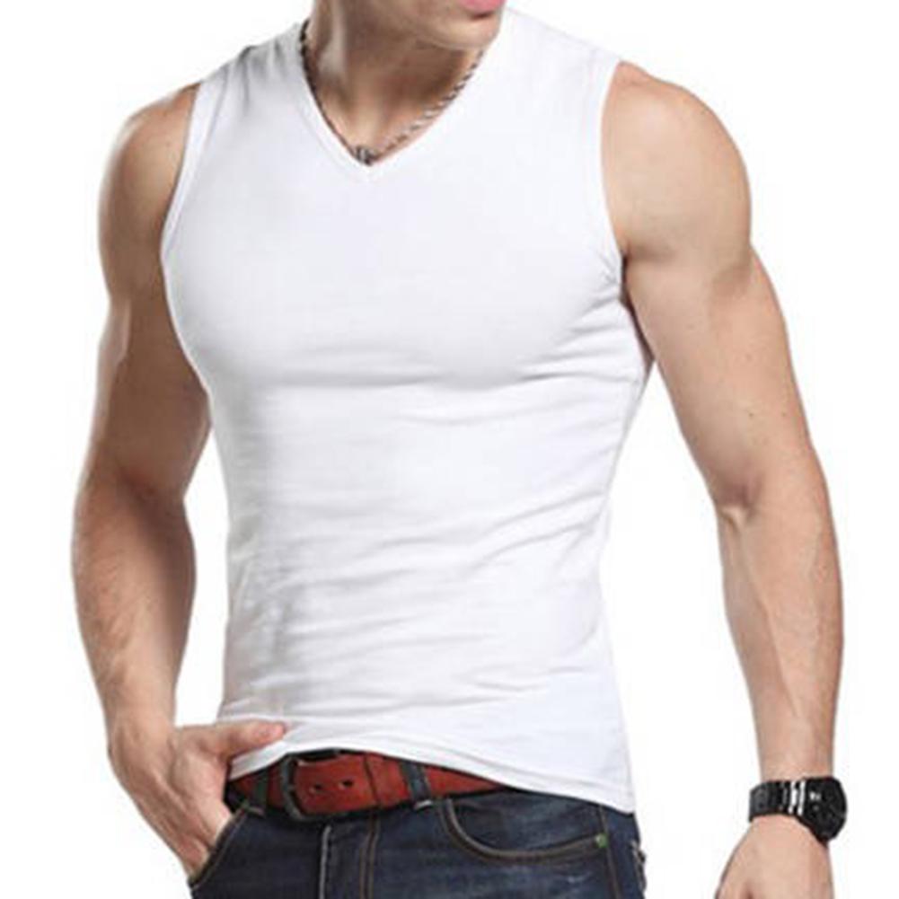Mænd ensfarvet ærmeløs rundhalset vest slim fit fitness tank top undertrøje gym vest
