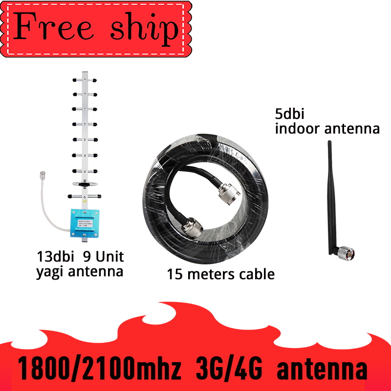 Ganho exterior da antena 1800mhz 2100mhz wcdma lte dcs 13dbi de yagi para a antena do chicote do repetidor 700mhz 2700mhz do impulsionador do telefone celular