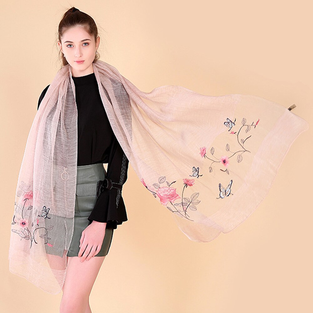 Dame Chinesische Seide Frauen Klassische Schal Bestickt Maulbeerseide Elegante Weiche Haut-freundliche Schal Ethnische Sonnencreme wickeln (Seide)
