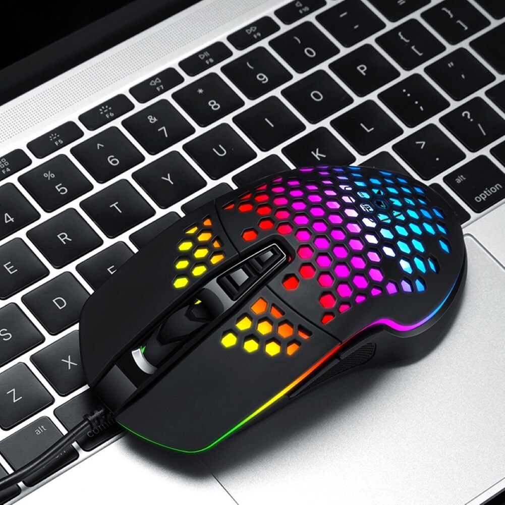 V9 Ergonomische 4000DPI USB Maus Verdrahtete Hohl-aus RGB Kühle Bienenwabe regenbogen Druck Licht Spielen Maus Mäbenutzen für PC