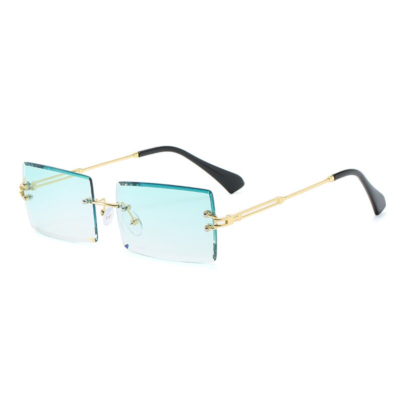 Oec cpo populære rammeløse rektangel solbriller kvinder mænd nuancer legeringsbriller  uv400 o264: Guldgrøn