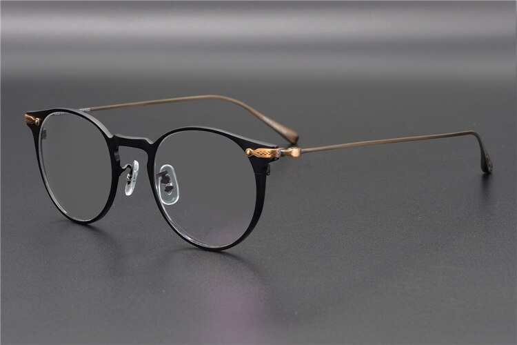Titanium Glasses Frame Men OV1181 Retro Frame Brand Eye Myopia Prescription Glasses Frames for Men Round Glasses: black frame