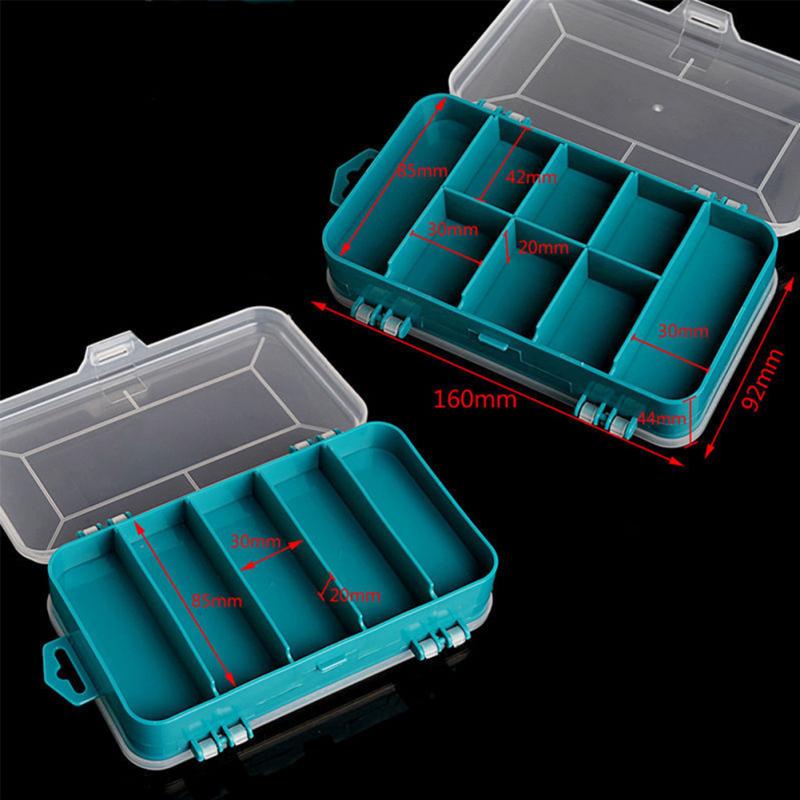 Caja de almacenamiento de herramientas de plástico PP, 13 rejillas, cuentas para joyería, tornillos, caja de almacenamiento, portaherramientas electrónico pequeño de doble cara, caja verde