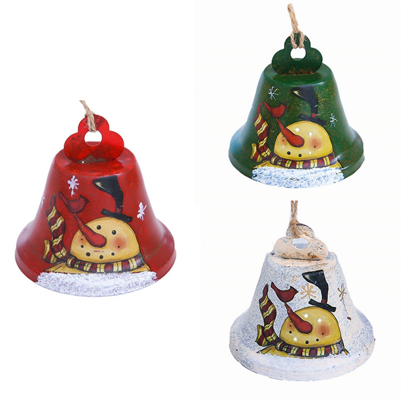 Retro Bells Christmas Decorations Made of Bells Pendant Iron Bell Doorknob Decoration Christmas Tree Ornaments: Army Green