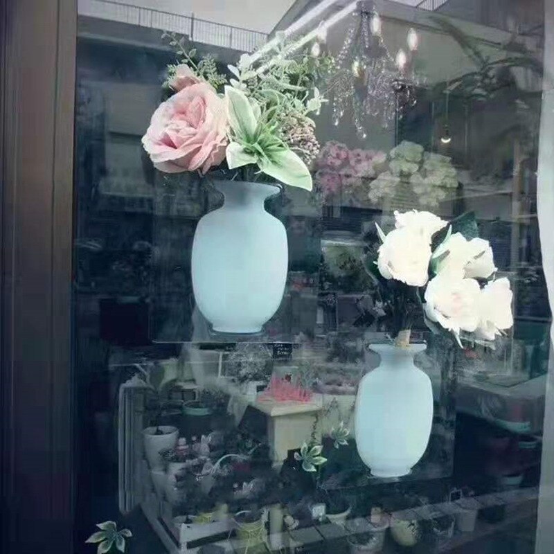 Accesorios para decoraciones de hojas, jarrones, plantas, flores, hecho a mano, cristal mágico, pared exterior, silicona, pegatinas suaves para el cuerpo