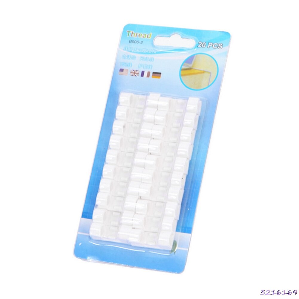 Gennemsigtig /20 stk ledning ledning kabel plast clips selvklæbende klemme organizer fixer: Hvid