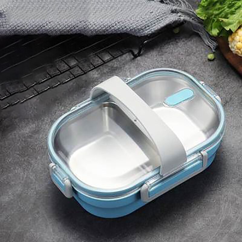 ONEUP Roestvrij Staal Draagbare Student Geïsoleerde Lunchbox Voor Kinderen Keuken Accessoires Lekvrije Voedsel Container Picknick School: Blue Lunch box