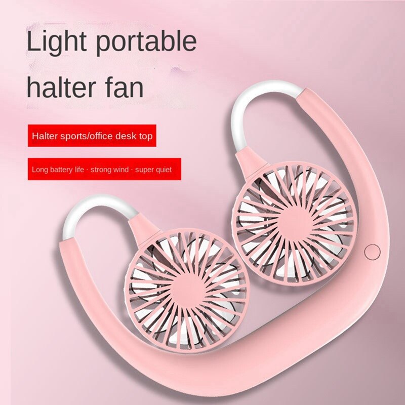 Neck Fan Portable USB Rechargeable Fan Personal Fan Wearable with Dual Heads for Travel Outdoor Office