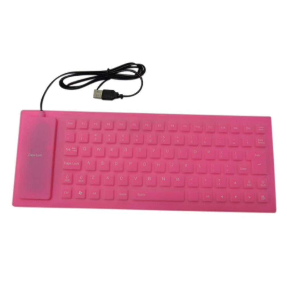 Portable USB Keyboard Flexible Water Resistant Soft Silicone Gaming keyboard for Tablet Computer Laptop PC: Red