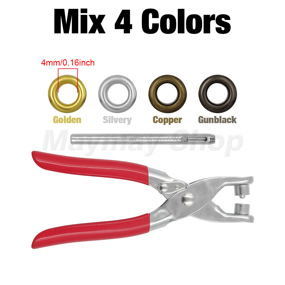 200 Sets Metal Eyelet Grommet Eyelet With Install Plier Set Eyelets Grommet Tool For DIY Leathercraft Shoes Belt Cap Bag Clothes: Brass