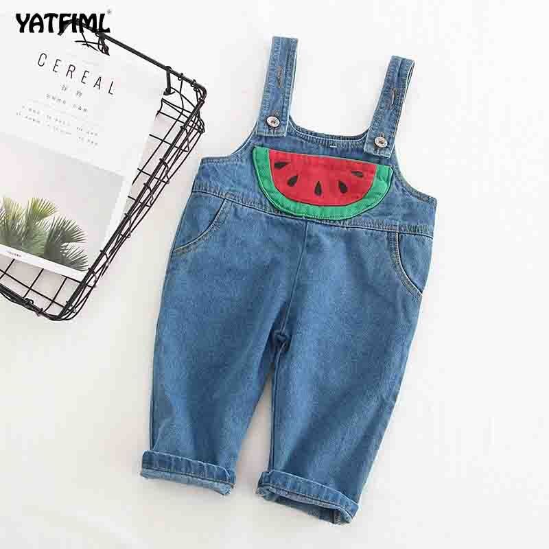 Yatfiml babyjongen meisjes denim overalls herfst kinderen jeans watermeloen jumpsuit kinderkleding peuter broeken rompers tuinbroeken: 5t