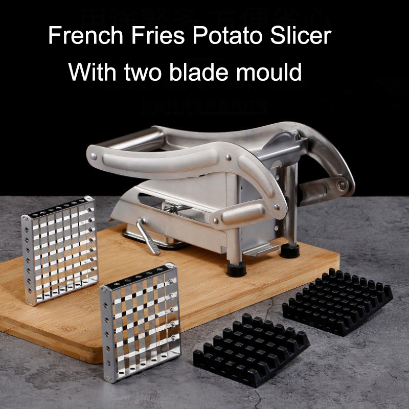 Home Kitchen Potato Chips Cutter Stainless Steel French Fries Slicer Potato Bar Dicer Commercial Potato Chips Maker Anti-slip: Default Title